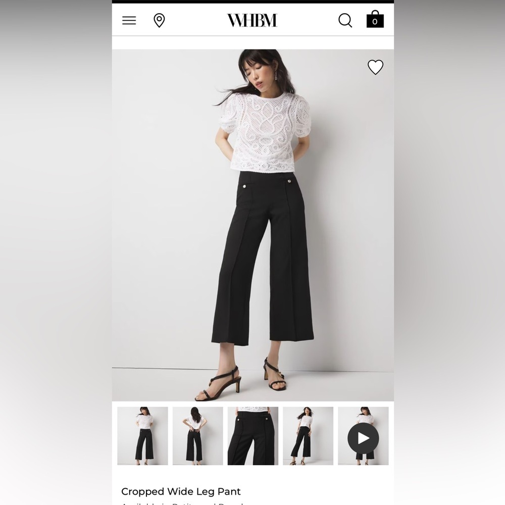 White House Black Market Black Cropped Wide-Leg Pant